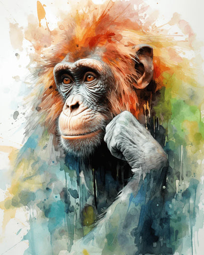 Thinking Rrangutan Paint by Number for Adults by Paintarthub