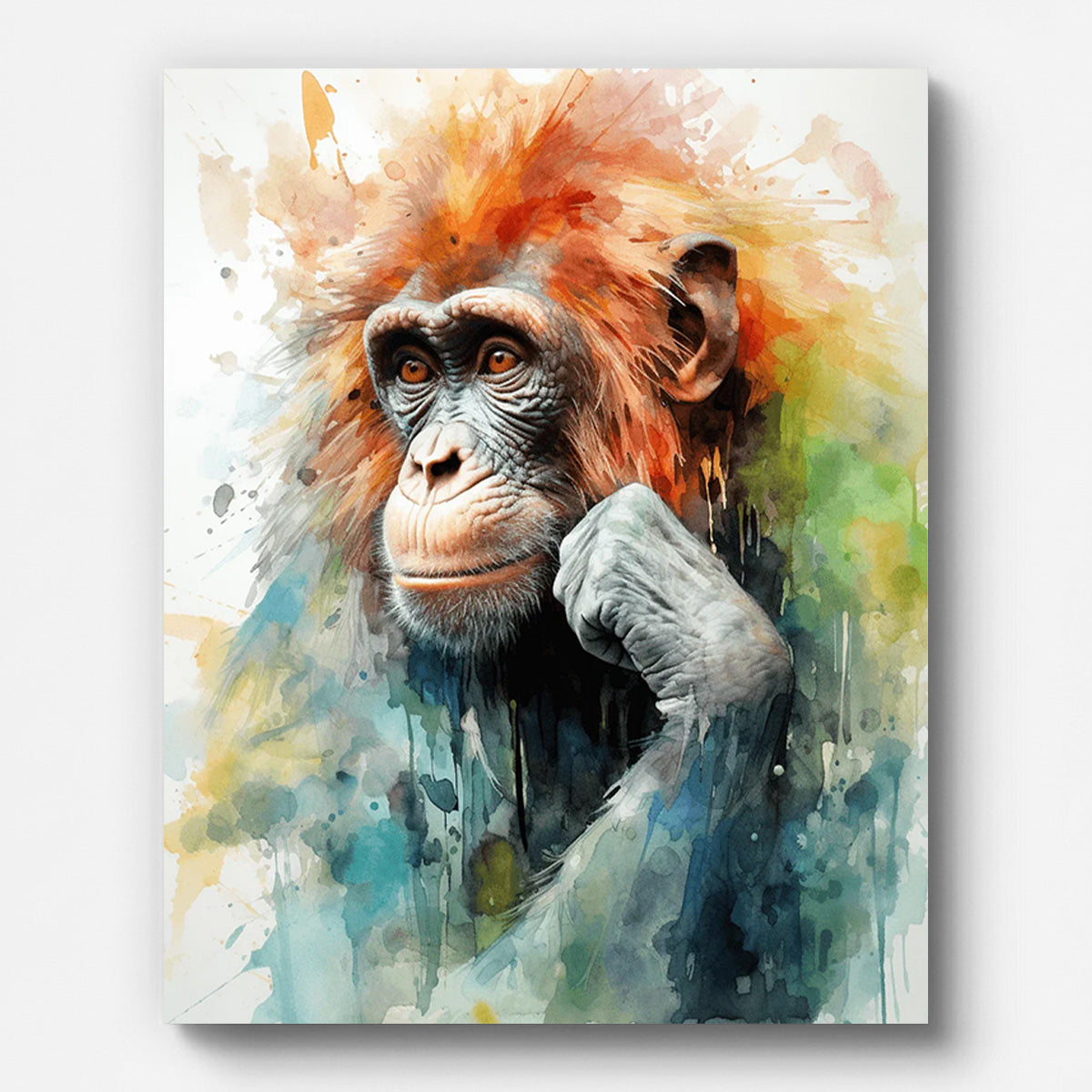 Thinking Rrangutan Paint by Numbers for Adults by Paintarthub - Finished Wall Art