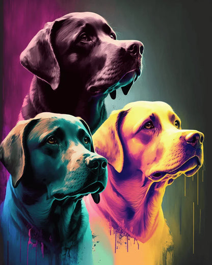 Three Labrados Paint by Number for Adults by Paintarthub
