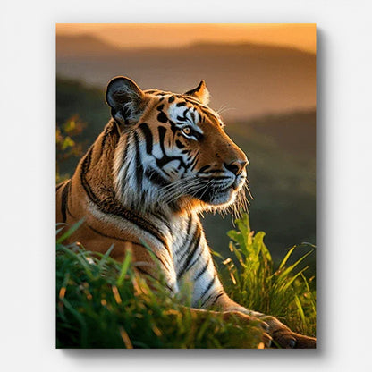 Tiger Gazing into Distance Paint by Numbers for Adults by Paintarthub - Finished Wall Art