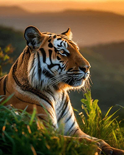 Tiger Gazing into Distance Paint by Numbers for Adults by Paintarthub