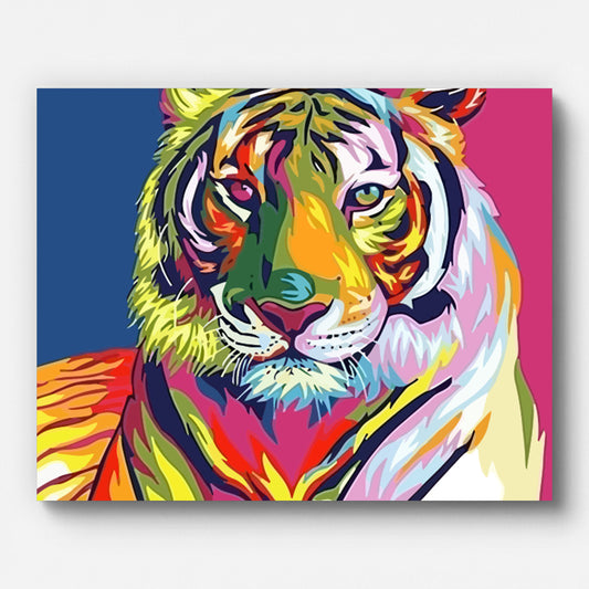 Tiger Pop Art Paint by Numbers for Adults by Paintarthub - Finished Wall Art