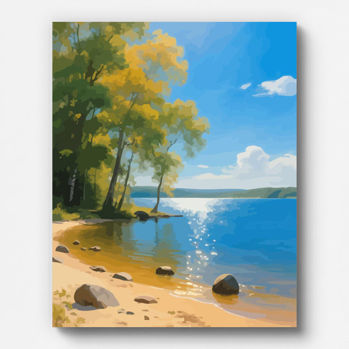 Tranquil Lakeside View Paint by Numbers for Adults by Paintarthub - Finished Wall Art