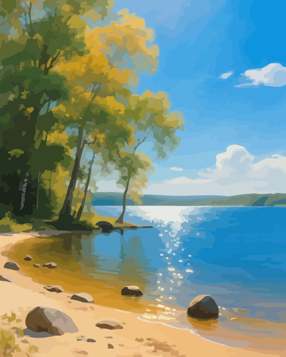 Tranquil Lakeside View Paint by Numbers for Adults by Paintarthub