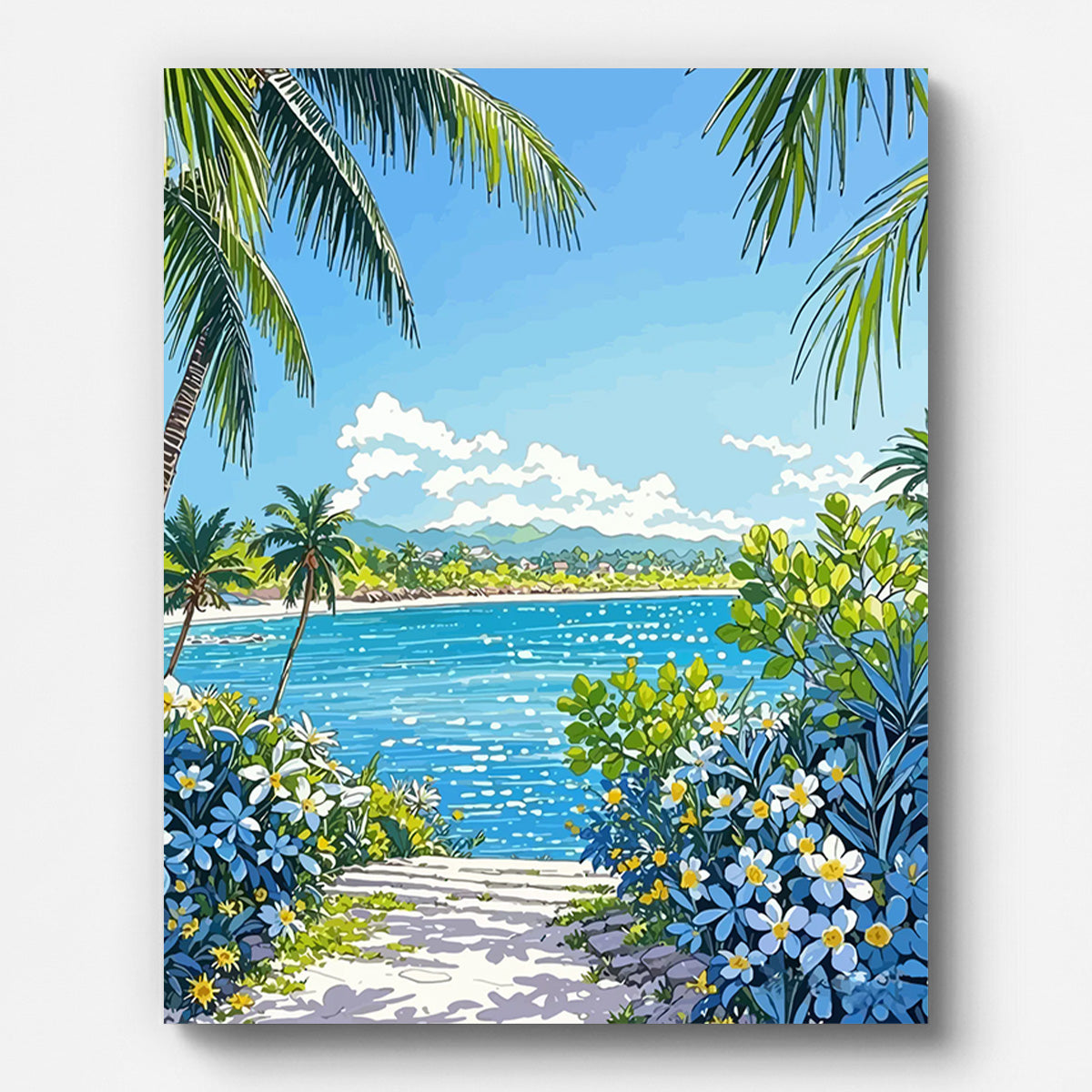 Tropical Bay Paint by Numbers for Adults by Paintarthub - Finished Wall Art