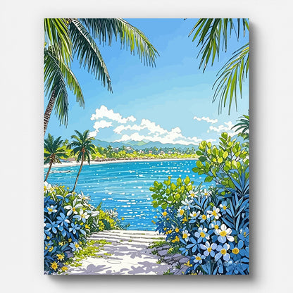 Tropical Bay Paint by Numbers for Adults by Paintarthub - Finished Wall Art