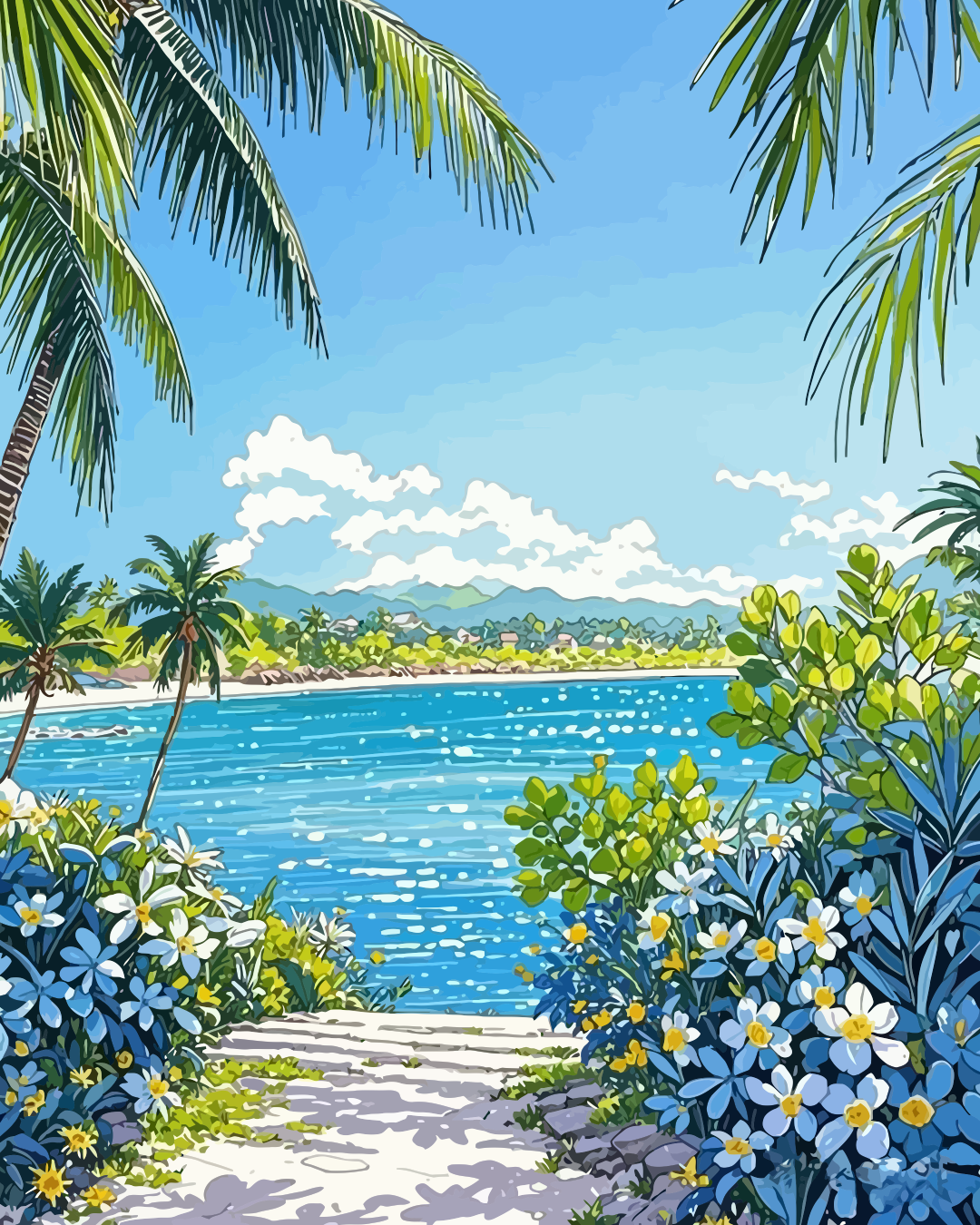 Tropical Bay Paint by Numbers for Adults by Paintarthub