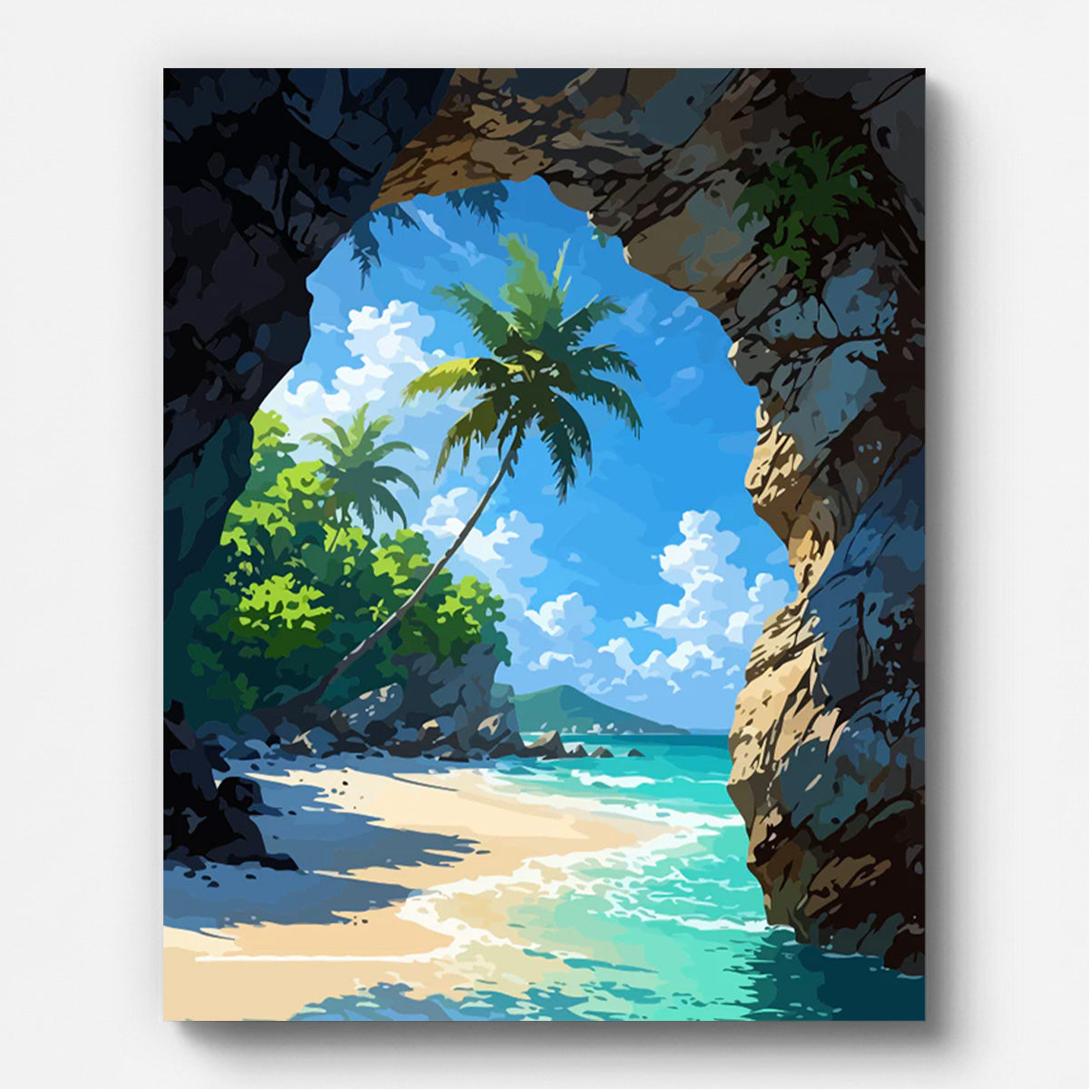 Tropical Beach Paint by Numbers for Adults by Paintarthub - Finished Wall Art