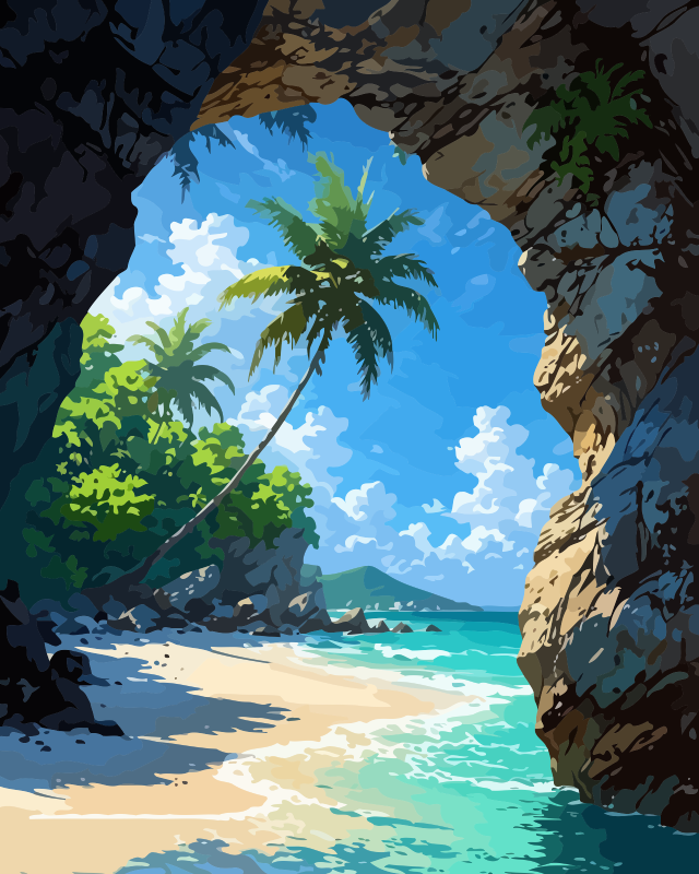 Tropical Beach Paint by Numbers for Adults by Paintarthub