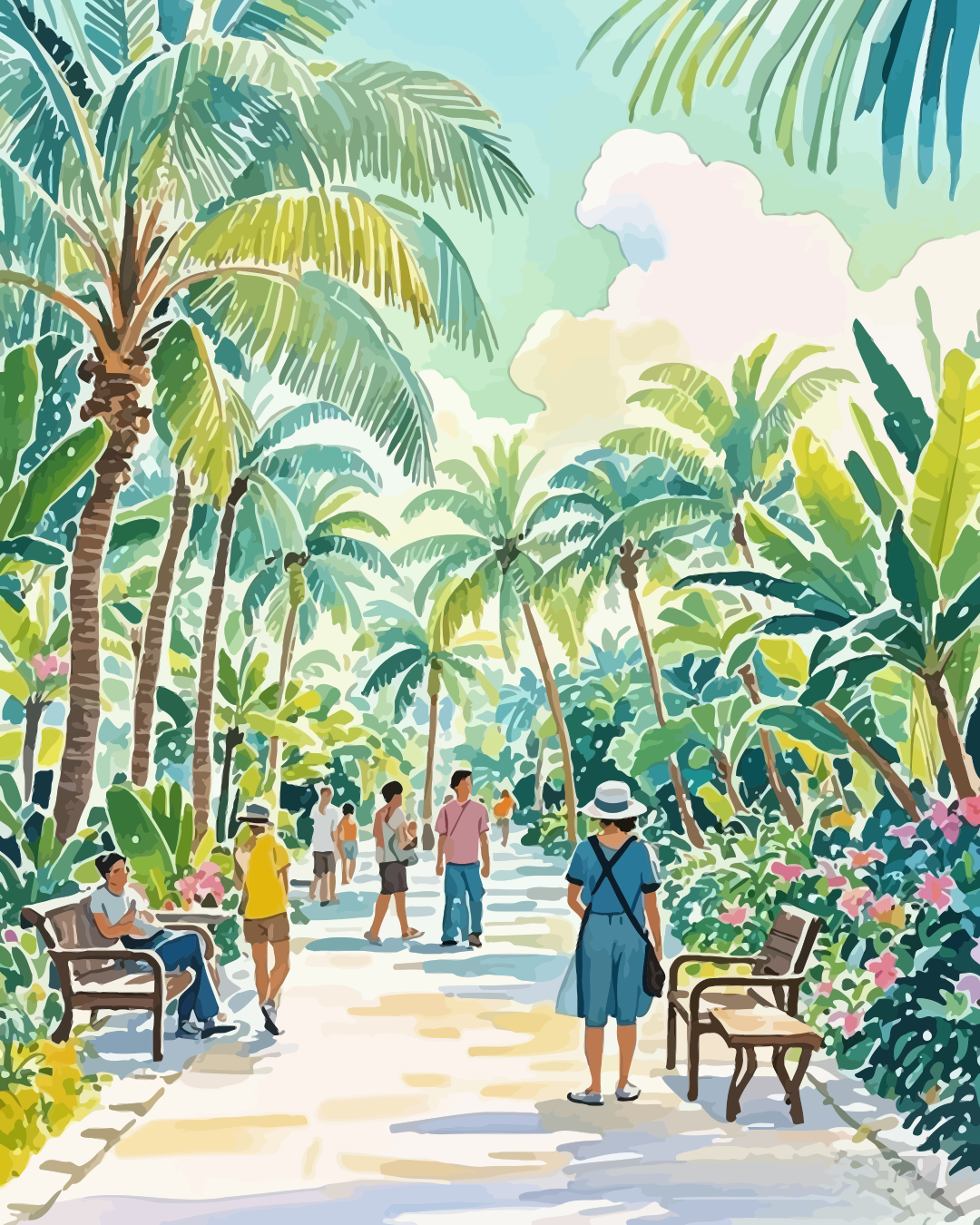 Tropical Garden Path Paint by Numbers for Adults by Paintarthub