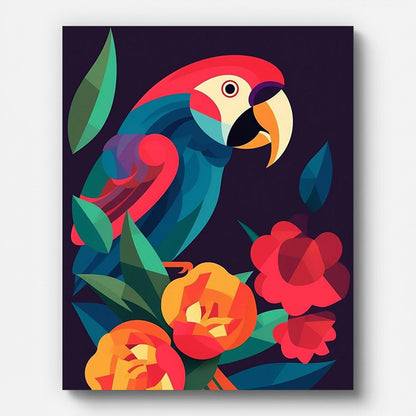 Tropical Parrot Paint by Numbers for Adults by Paintarthub - Finished Wall Art