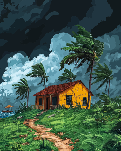 Tropical Storm Coastal Cottage Paint by Numbers for Adults by Paintarthub