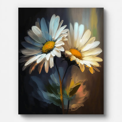 Two Chrysanthemum Flowers Paint by Numbers for Adults by Paintarthub - Finished Wall Art