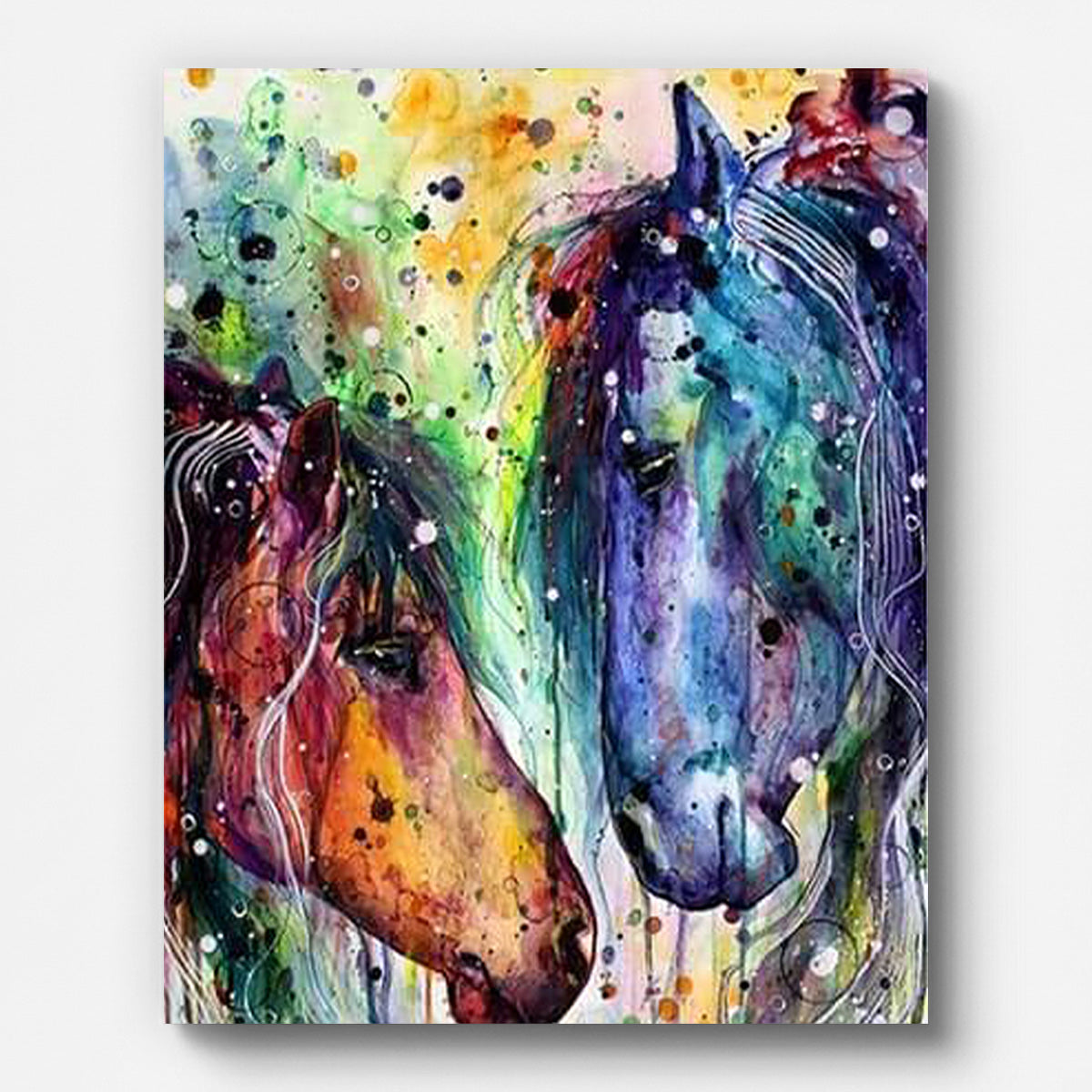 Two Horses Colors Paint by Numbers for Adults by Paintarthub - Finished Wall Art