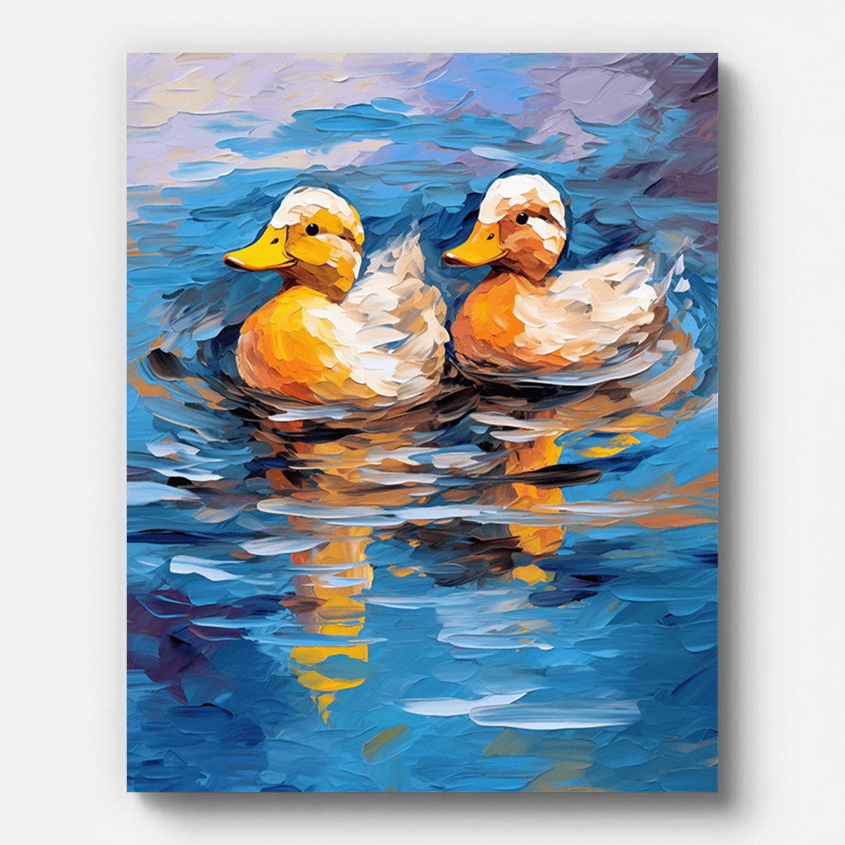 Two Swimming Ducks Paint by Numbers for Adults by Paintarthub - Finished Wall Art