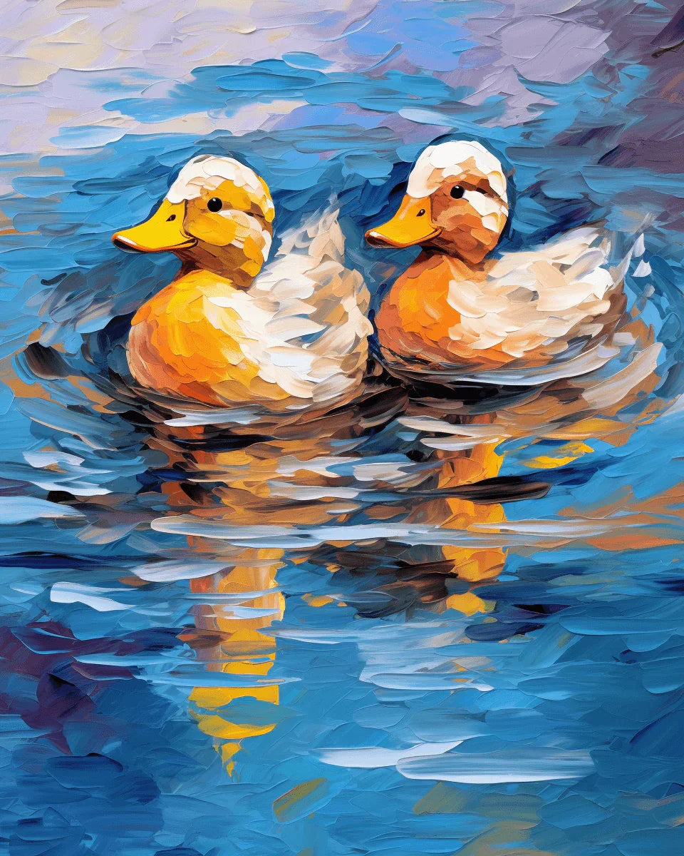 Two Swimming Ducks Paint by Numbers for Adults by Paintarthub