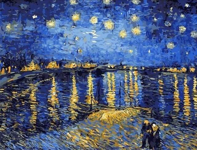 Van Gogh Starry Night Over the Rhone Paint by Number for Adults by Paintarthub