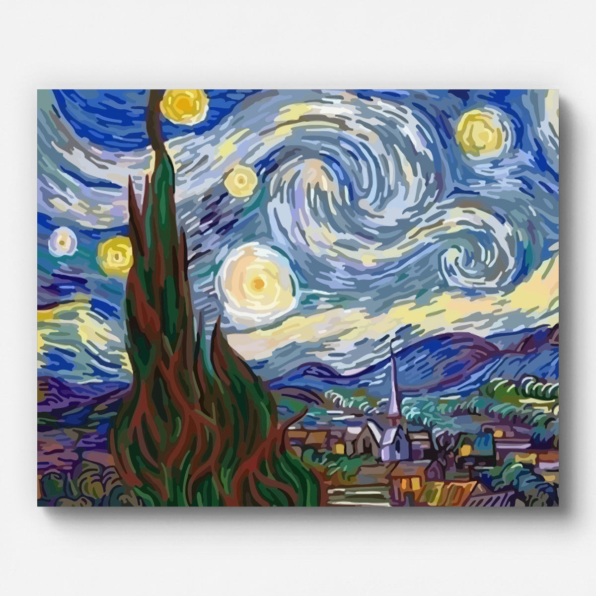Van Gogh Starry Night Paint by Numbers for Adults by Paintarthub - Finished Wall Art