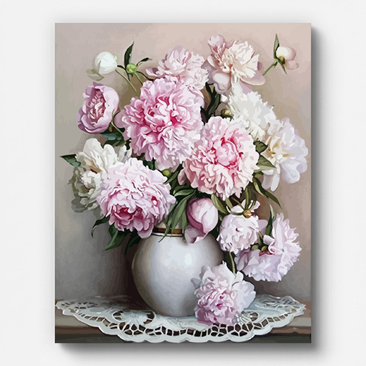 Vase of Peonies Paint by Numbers for Adults by Paintarthub - Finished Wall Art