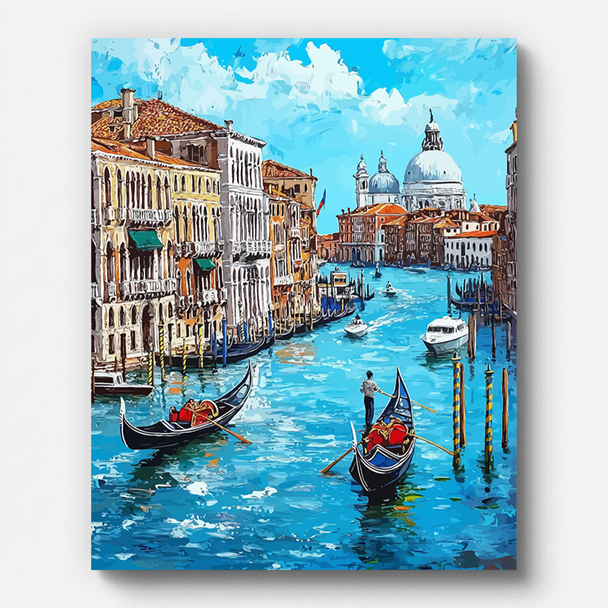 Venice Canals Gondola Paint by Numbers for Adults by Paintarthub - Finished Wall Art