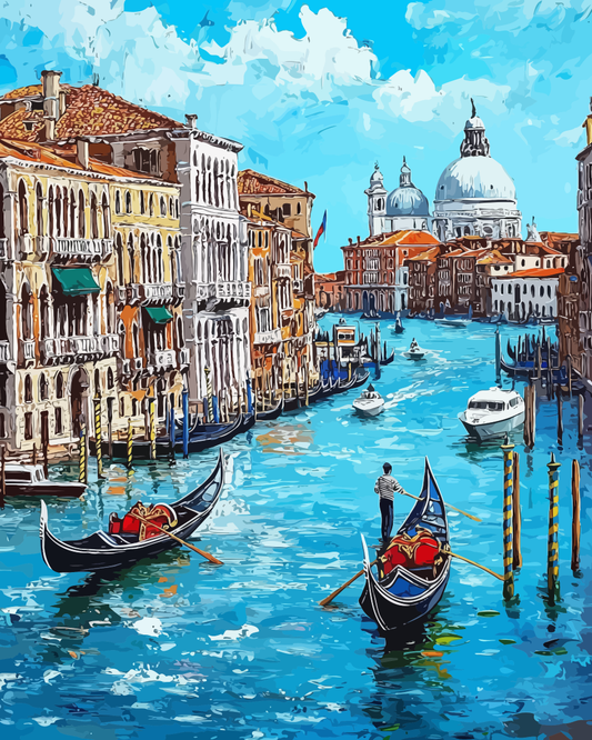Venice Canals Gondola Paint by Numbers for Adults by Paintarthub