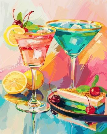 Vibrant Cocktails and Cake Paint by Numbers for Adults by Paintarthub