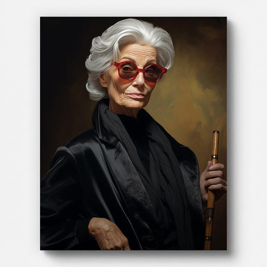 White-Haired Lady Paint by Numbers for Adults by Paintarthub - Finished Wall Art