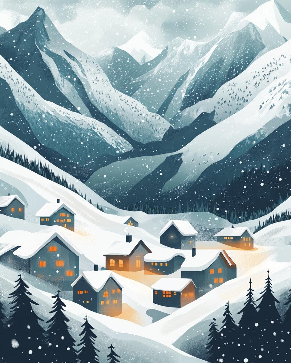Winter Village Paint by Numbers for Adults by Paintarthub