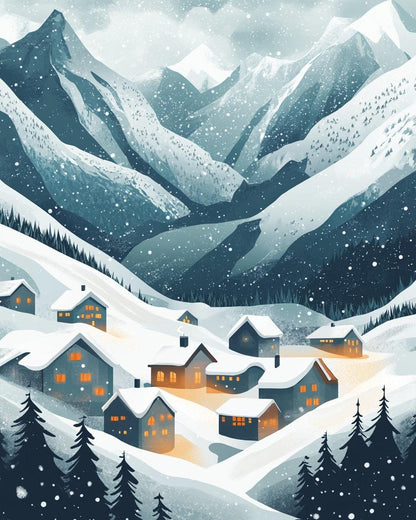 Winter Village Paint by Numbers for Adults by Paintarthub