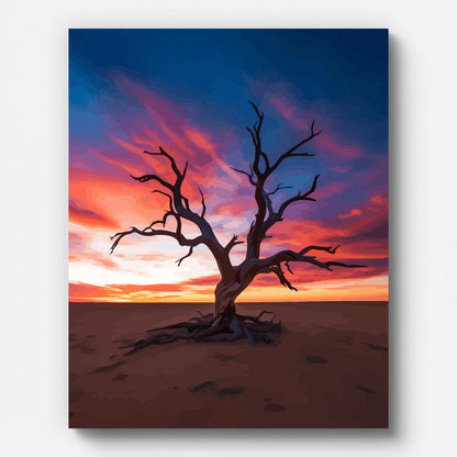 Withered Trees in Desert Paint by Numbers for Adults by Paintarthub - Finished Wall Art