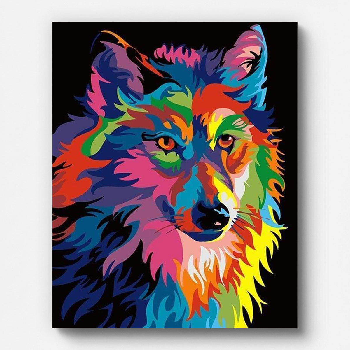 Wolf Pop Art Paint by Numbers for Adults by Paintarthub - Finished Wall Art