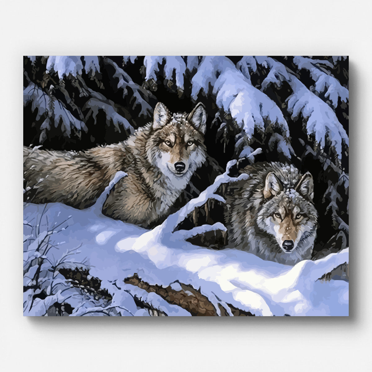 Wolves in Snow Paint by Numbers for Adults by Paintarthub - Finished Wall Art