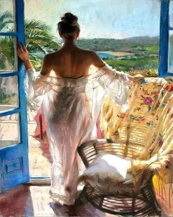 Woman Near The Window Paint by Numbers for Adults by Paintarthub