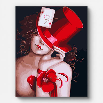 Woman with Red Hat Paint by Numbers for Adults by Paintarthub - Finished Wall Art