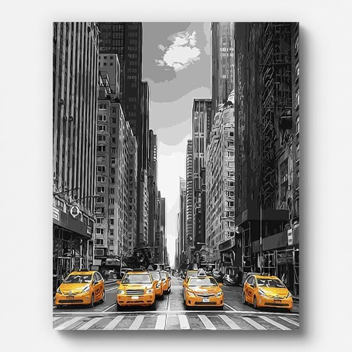 Yellow Taxis in Modern City Paint by Numbers for Adults by Paintarthub - Finished Wall Art