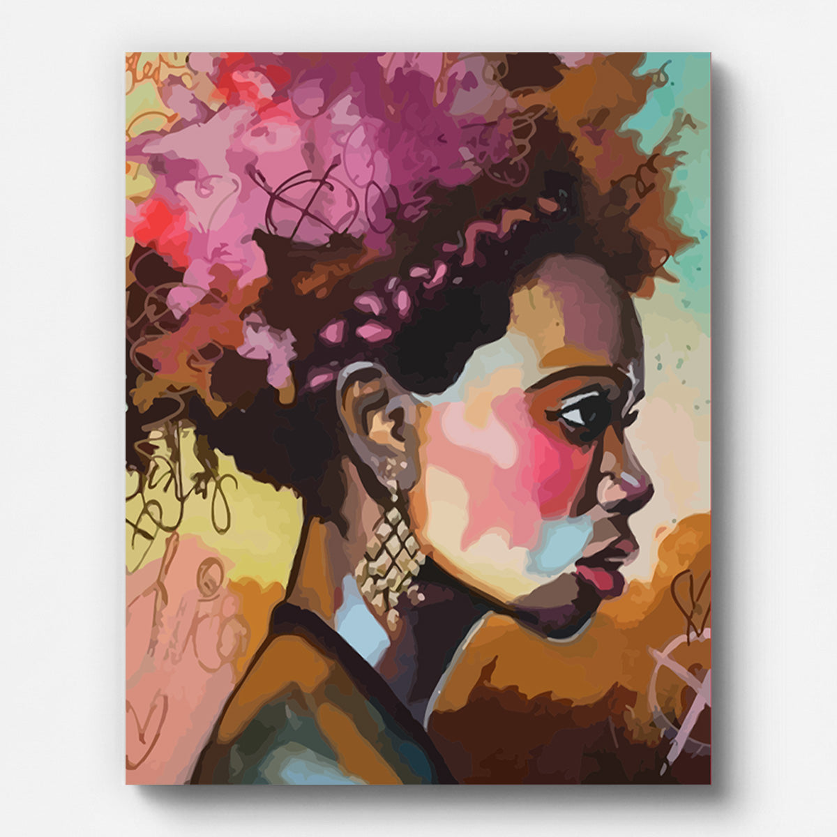 Young African Woman Paint by Numbers for Adults by Paintarthub - Finished Wall Art