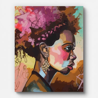 Young African Woman Paint by Numbers for Adults by Paintarthub - Finished Wall Art