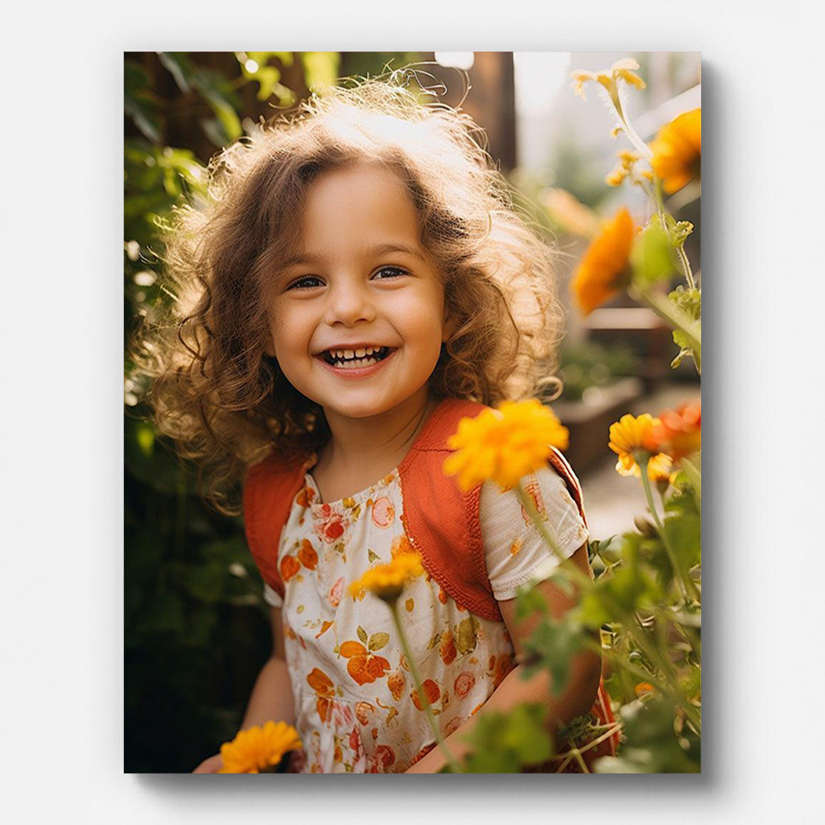 Young Girl in the Flower Garden Paint by Numbers for Adults by Paintarthub - Finished Wall Art