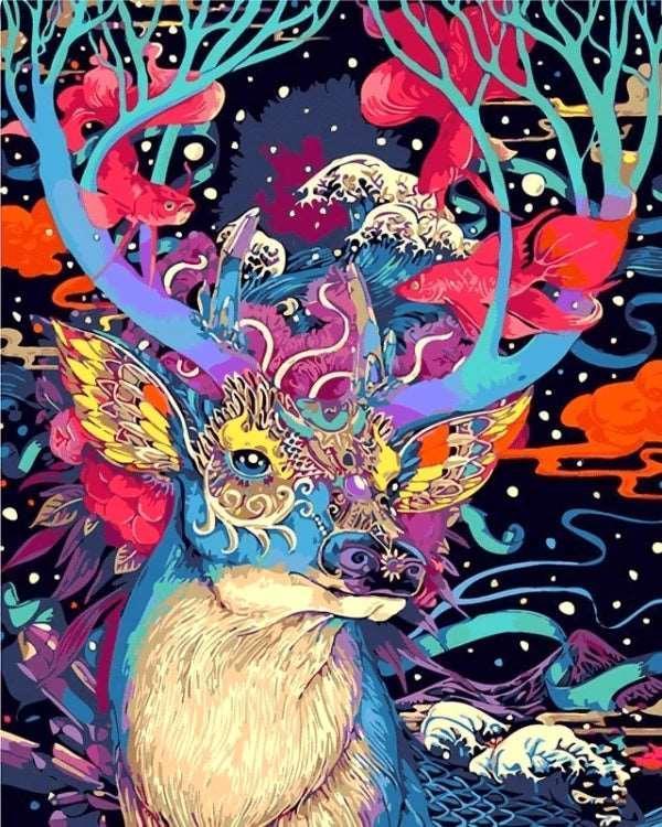 Cerf abstrait coloré – peinture par numéros pour adultes