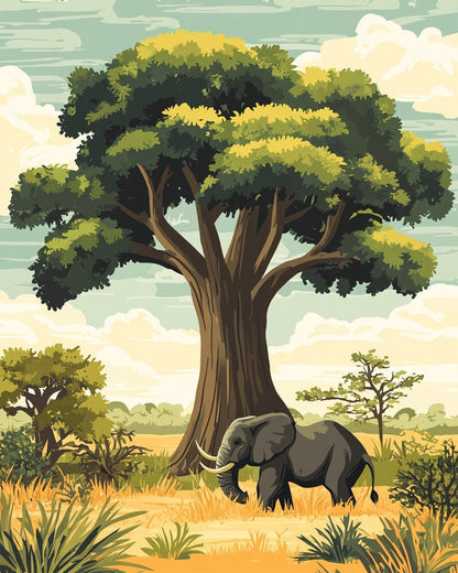 Full artwork design for African Elephant Paint by Numbers