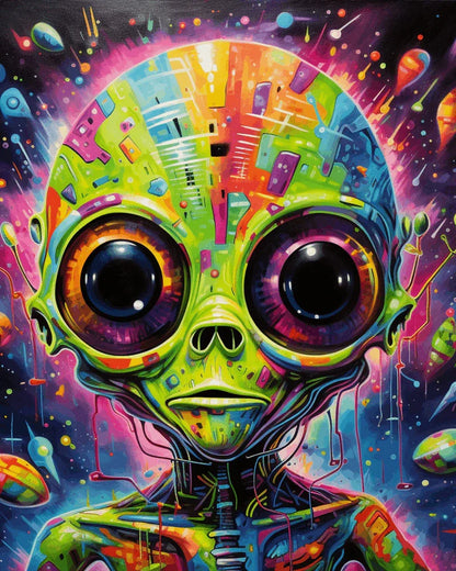 Full artwork design for Alien Paint by Numbers
