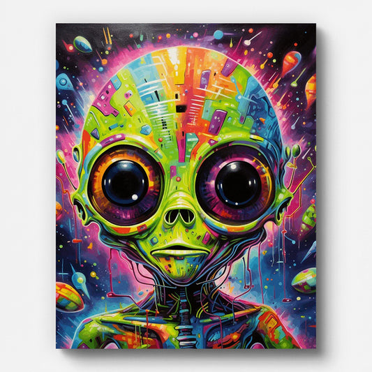 Portrait d’extraterrestre – peinture par numéros sur toile tendue