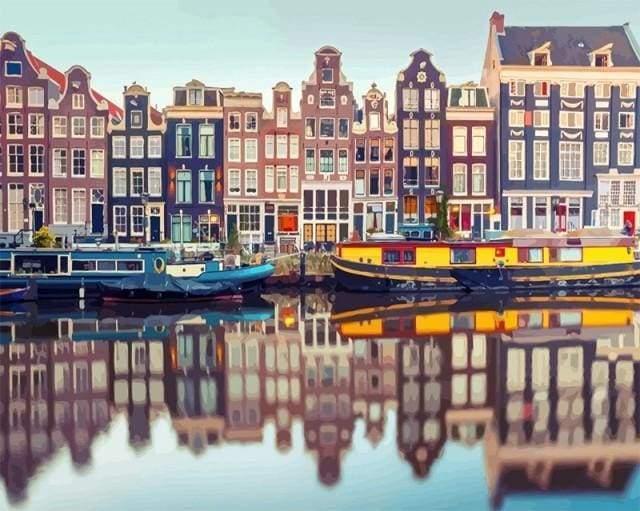 Full artwork design for Amsterdam Canal Paint by Numbers