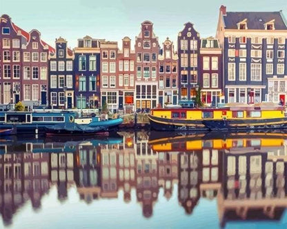 Full artwork design for Amsterdam Canal Paint by Numbers