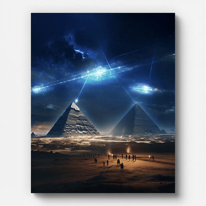 Pyramiden des alten Ägypten Malen nach Zahlen auf gespannter Leinwand