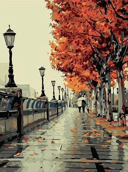 Vollständiges Motiv für Herbst in Paris – Malen nach Zahlen