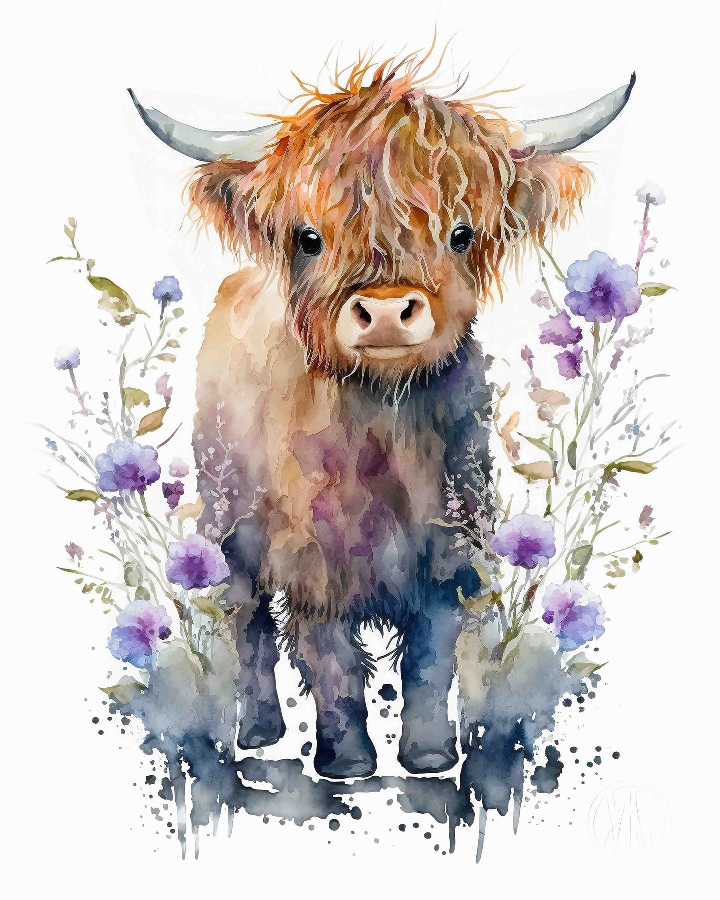 Baby Highland Cow Paint by Number Free Shipping - Paintarthub