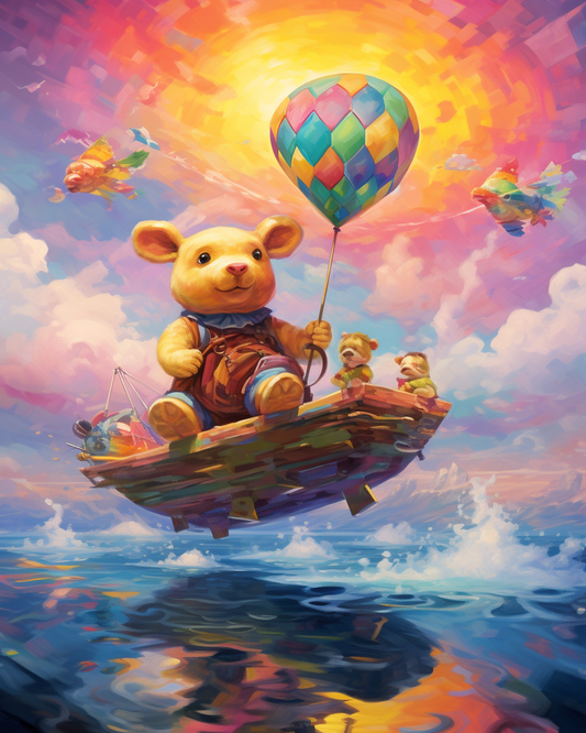 Bear Floats in The Sea Paint by Number Free Shipping - Paintarthub