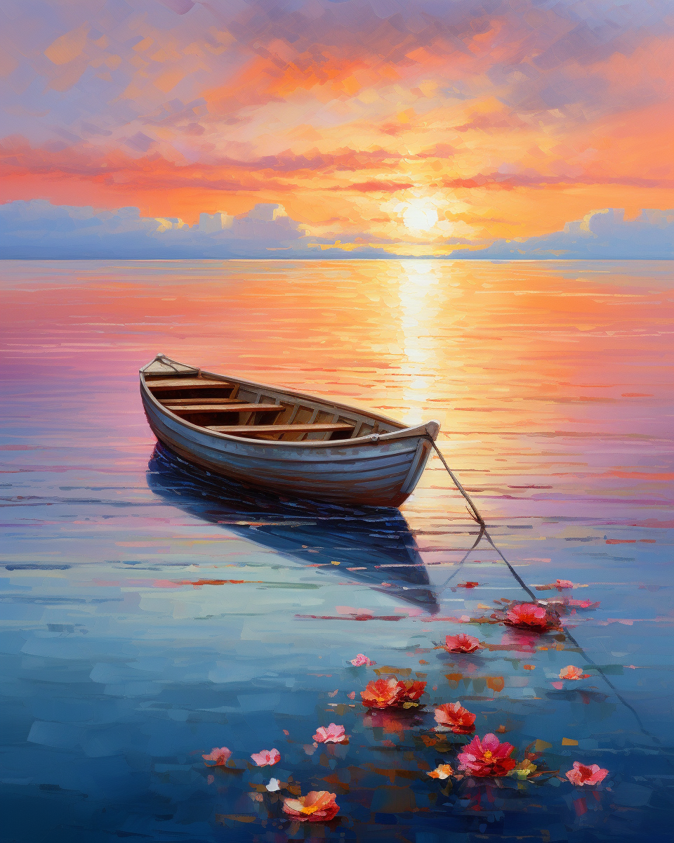 Boat on the Lake Paint by Number Free Shipping - Paintarthub