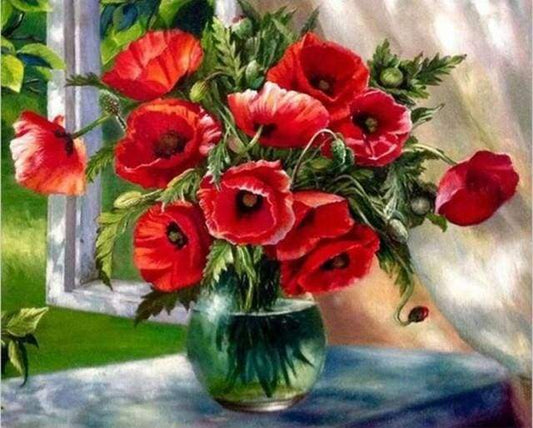 Bouquet of Red Flowers Paint by Number Free Shipping - Paintarthub